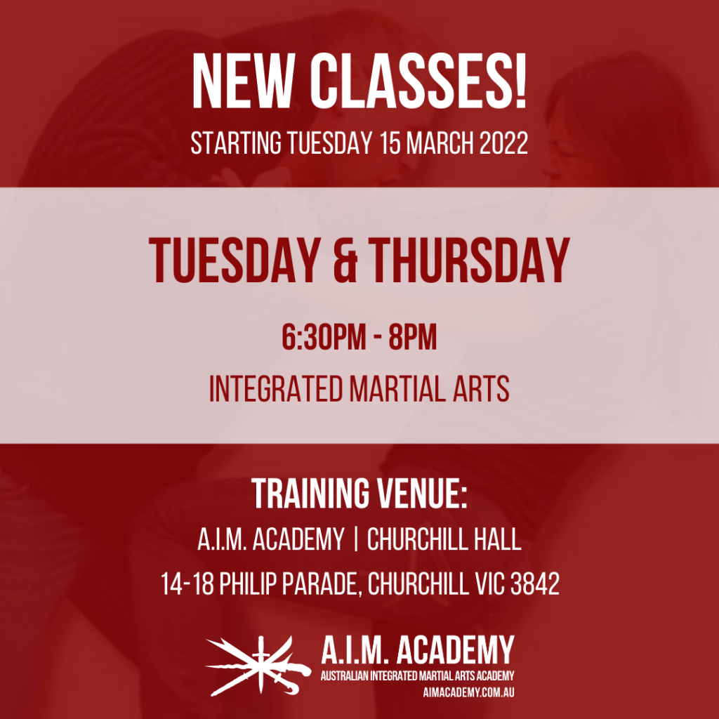 2022 A.I.M. Academy Timetable | Martial Arts | Self-Defence | Gippsland | Churchill